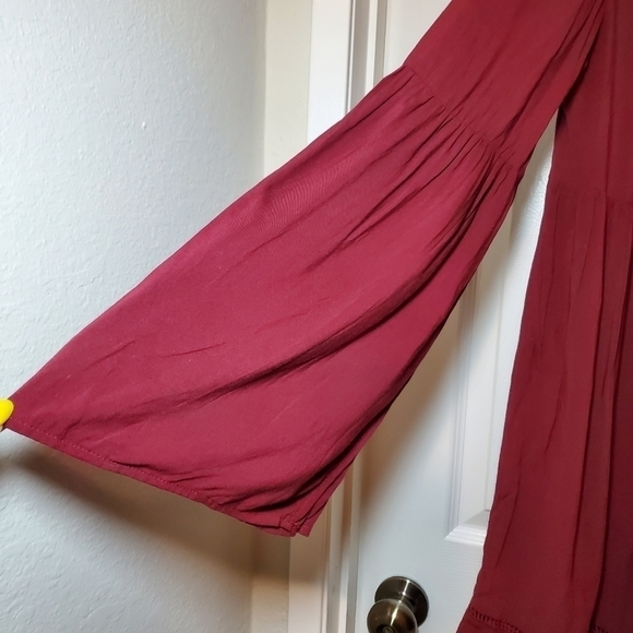 Knox Rose Dress Flutter Sleeves Sz M Burgundy Embroidered - Picture 3 of 10